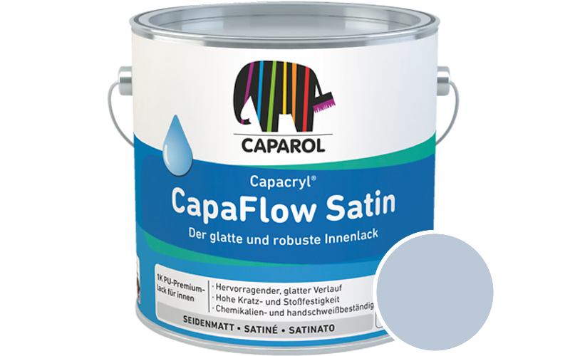 Caparol Capacryl CapaFlow Satin 2,5L Acryl-Lack / Getnt im Farbton Lazur 120
