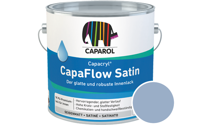 Caparol Capacryl CapaFlow Satin 2,5L Acryl-Lack / Getnt im Farbton Lazur 145
