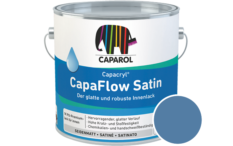Caparol Capacryl CapaFlow Satin 2,5L Acryl-Lack / Getnt im Farbton Lazur 195