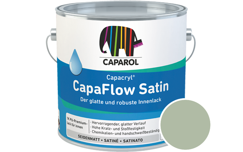 Caparol Capacryl CapaFlow Satin 2,5L Acryl-Lack / Getnt im Farbton Oase 50