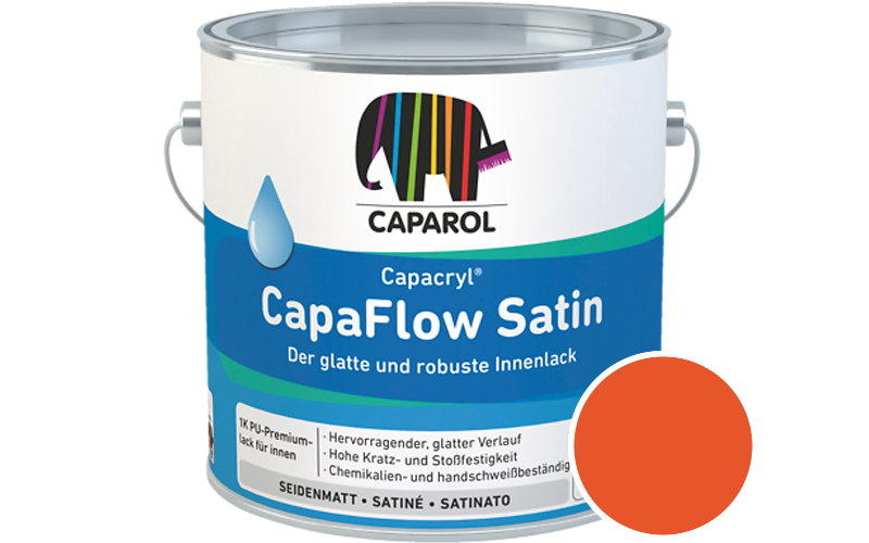 Caparol Capacryl CapaFlow Satin 2,5L Acryl-Lack / Getnt im Farbton Orange Ava