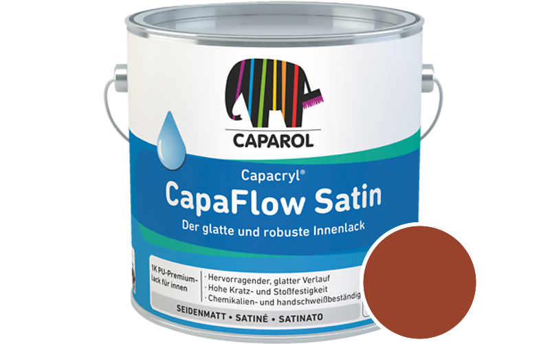 Caparol Capacryl CapaFlow Satin 2,5L Acryl-Lack / Getnt im Farbton Oxidorange Asi/syf