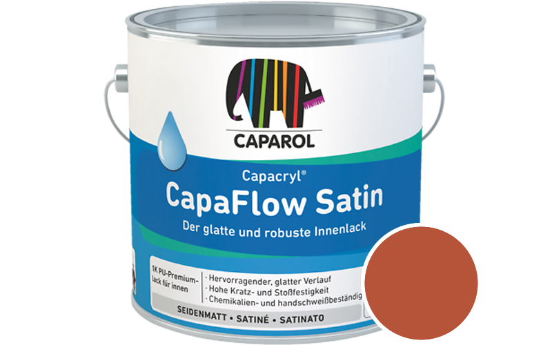 Caparol Capacryl CapaFlow Satin 750ml Acryl-Lack / Getnt im Farbton RAL 2001 Rotorange