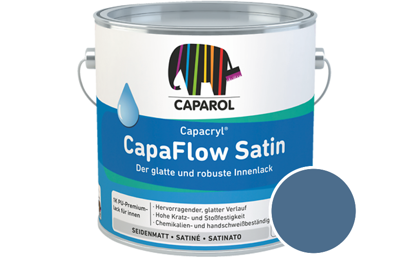 Caparol Capacryl CapaFlow Satin 750ml Acryl-Lack / Getnt im Farbton RAL 5007 Brillantblau