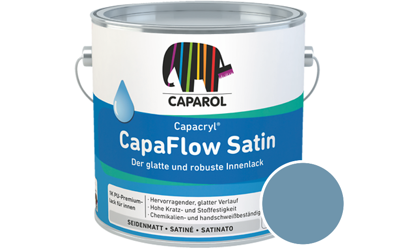 Caparol Capacryl CapaFlow Satin 750ml Acryl-Lack / Getnt im Farbton RAL 5024 Pastellblau