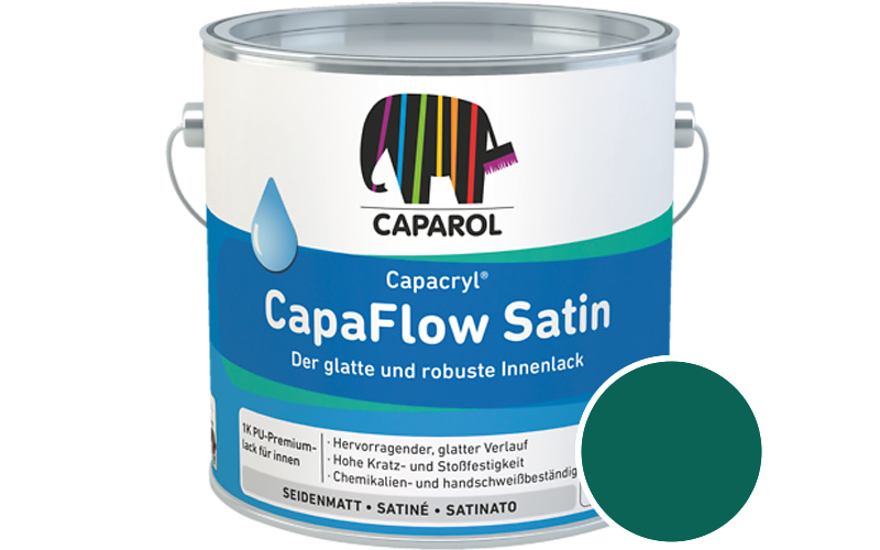 Caparol Capacryl CapaFlow Satin 750ml Acryl-Lack / Getnt im Farbton RAL 6026 Opalgrn