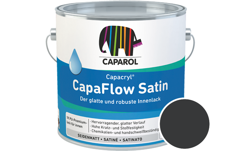 Caparol Capacryl CapaFlow Satin 750ml Acryl-Lack / Getnt im Farbton RAL 9011 Graphitschwarz