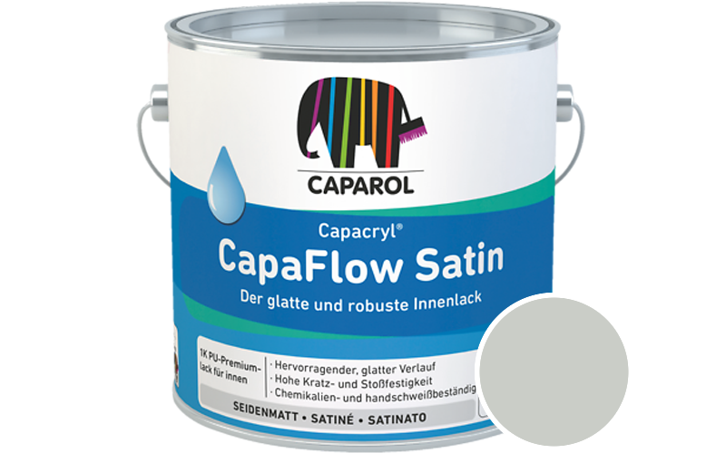 Caparol Capacryl CapaFlow Satin 750ml Acryl-Lack / Getnt im Farbton RAL 9018 Papyrusweiss