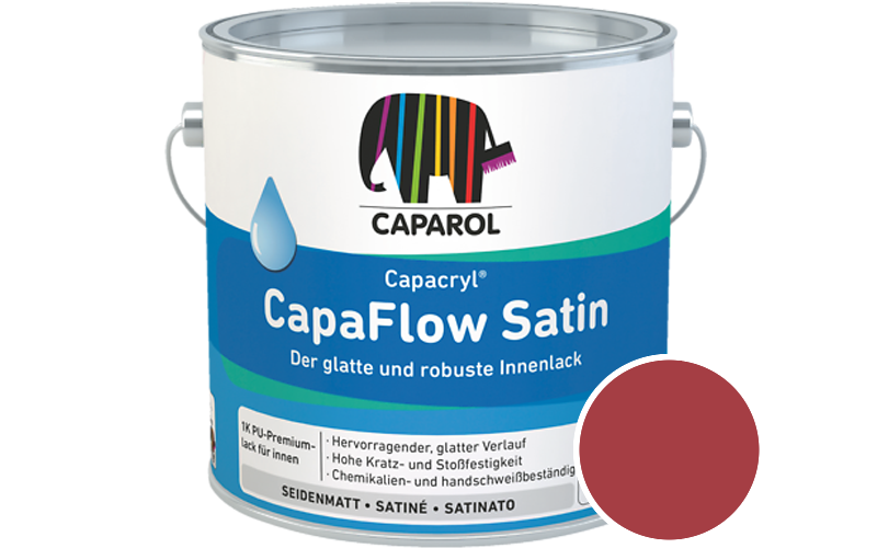 Caparol Capacryl CapaFlow Satin 2,5L Acryl-Lack / Getnt im Farbton Rubin 10