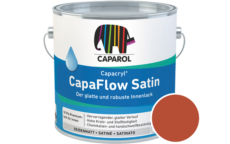 Caparol Capacryl CapaFlow Satin 2,5L Acryl-Lack / Getnt im Farbton Rubin 30