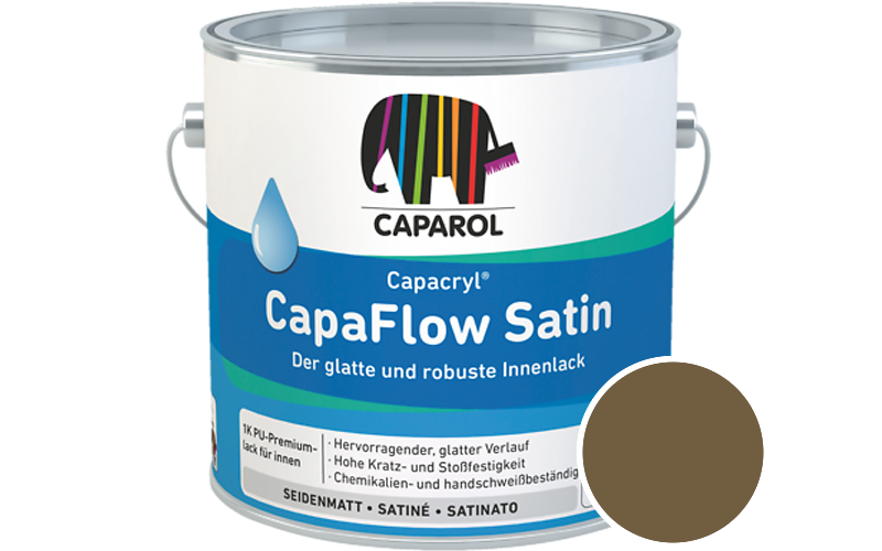 Caparol Capacryl CapaFlow Satin 2,5L Acryl-Lack / Getnt im Farbton Savanne 0