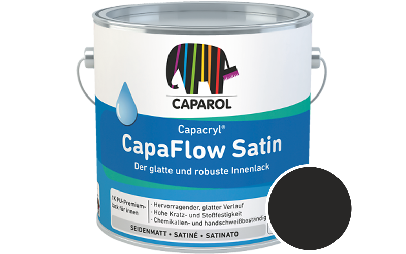 Caparol Capacryl CapaFlow Satin 2,5L Acryl-Lack / Getnt im Farbton Schwarz Asi/syf