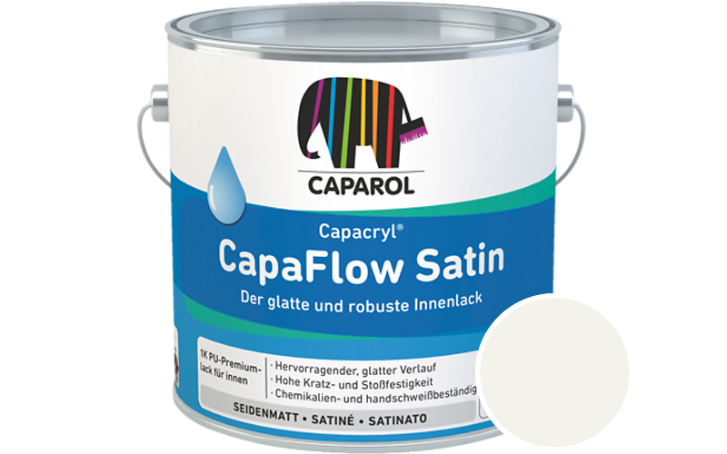 Caparol Capacryl CapaFlow Satin 2,5L Acryl-Lack / Getnt im Farbton Weiss Ava
