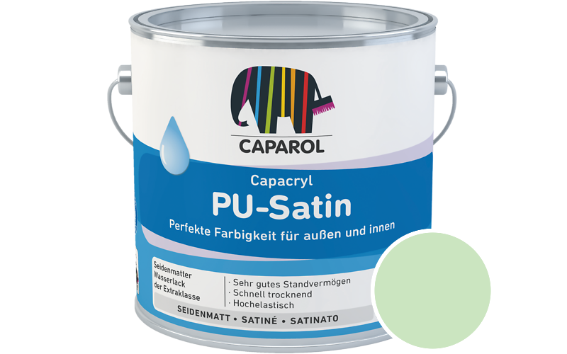 Caparol Capacryl PU-Satin 700ml Acryl-Lack / Getnt im Farbton Agave 110