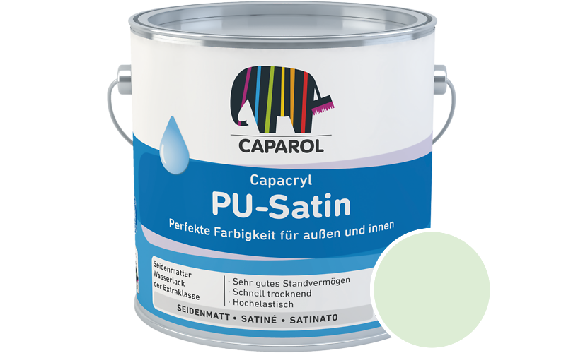 Caparol Capacryl PU-Satin 2,5L Acryl-Lack / Getnt im Farbton Agave 115