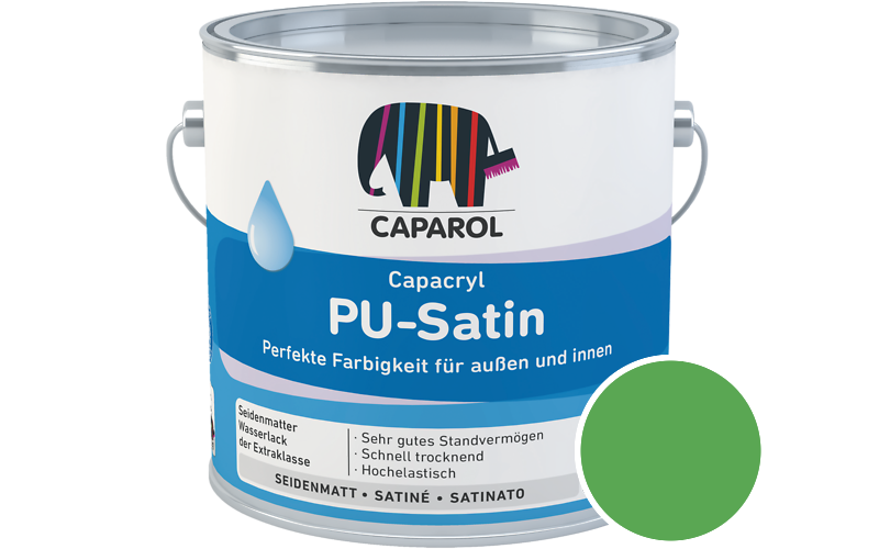 Caparol Capacryl PU-Satin 2,5L Acryl-Lack / Getnt im Farbton Agave 125