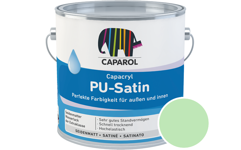 Caparol Capacryl PU-Satin 2,5L Acryl-Lack / Getnt im Farbton Agave 150