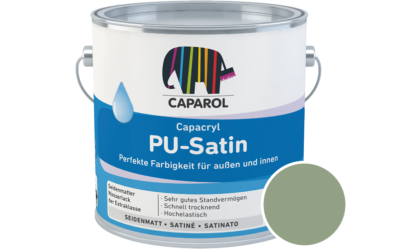Caparol Capacryl PU-Satin 2,5L Acryl-Lack / Getnt im Farbton Agave 65