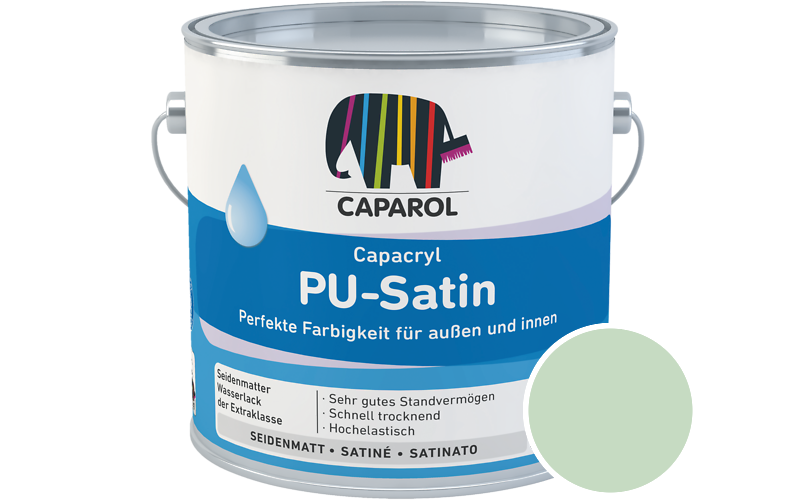 Caparol Capacryl PU-Satin 700ml Acryl-Lack / Getnt im Farbton Agave 80