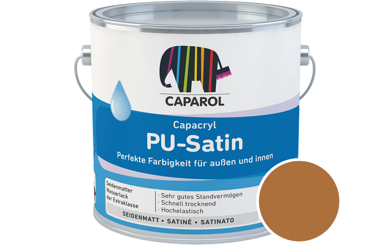 Caparol Capacryl PU-Satin 2,5L Acryl-Lack / Getnt im Farbton Amber 65