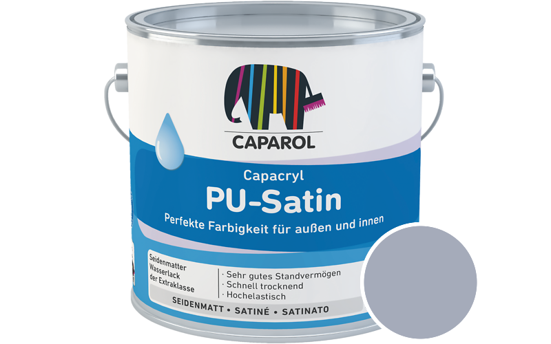 Caparol Capacryl PU-Satin 2,5L Acryl-Lack / Getnt im Farbton Aquarell 35