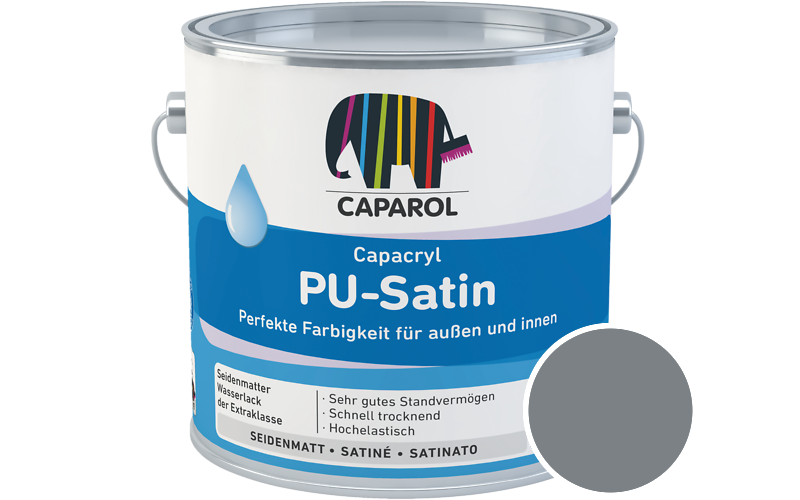 Caparol Capacryl PU-Satin 2,5L Acryl-Lack / Getnt im Farbton Arctis 10