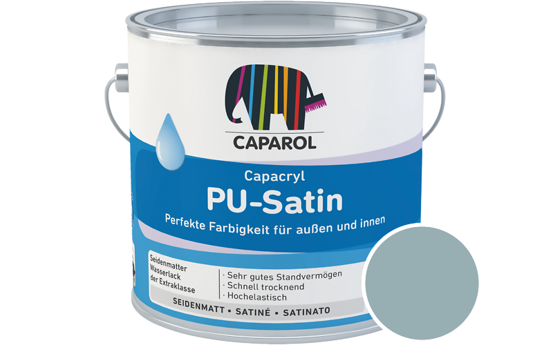 Caparol Capacryl PU-Satin 2,5L Acryl-Lack / Getnt im Farbton Arctis 70