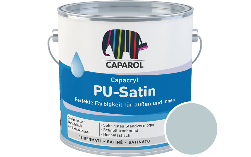 Caparol Capacryl PU-Satin 2,5L Acryl-Lack / Getnt im Farbton Arctis 80