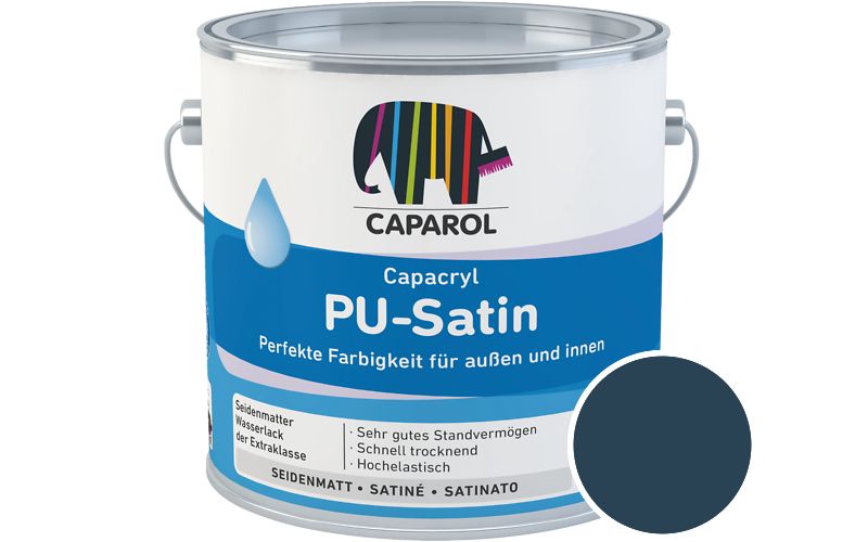 Caparol Capacryl PU-Satin 2,5L Acryl-Lack / Getnt im Farbton Blu 15