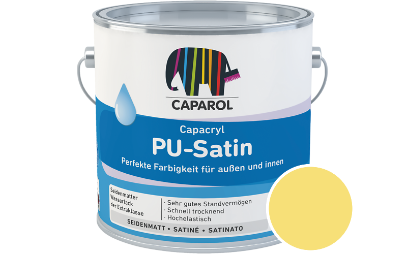 Caparol Capacryl PU-Satin 2,5L Acryl-Lack / Getnt im Farbton Citrus 110