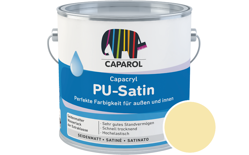 Caparol Capacryl PU-Satin 2,5L Acryl-Lack / Getnt im Farbton Citrus 120