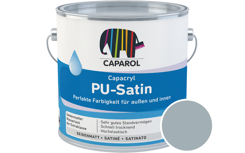 Caparol Capacryl PU-Satin 2,5L Acryl-Lack / Getnt im Farbton Coelin 35