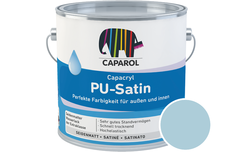 Caparol Capacryl PU-Satin 2,5L Acryl-Lack / Getnt im Farbton Coelin 80