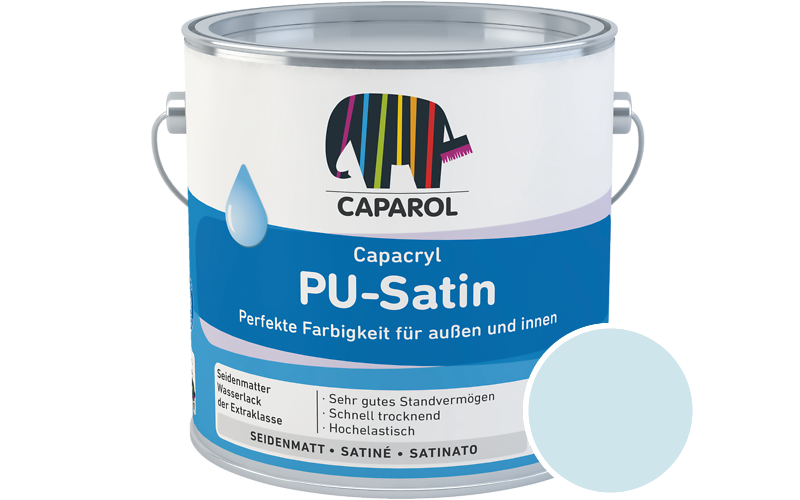 Caparol Capacryl PU-Satin 2,5L Acryl-Lack / Getnt im Farbton Donau 18