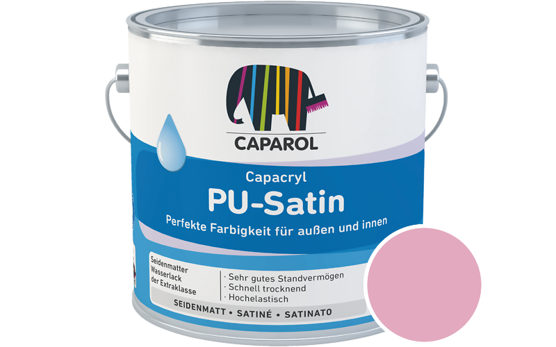 Caparol Capacryl PU-Satin 2,5L Acryl-Lack / Getnt im Farbton Flamenco 145