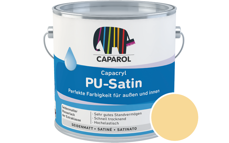 Caparol Capacryl PU-Satin 700ml Acryl-Lack / Getnt im Farbton Ginster 150