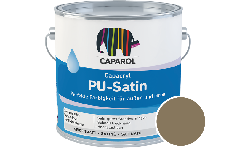Caparol Capacryl PU-Satin 2,5L Acryl-Lack / Getnt im Farbton Ginster 35