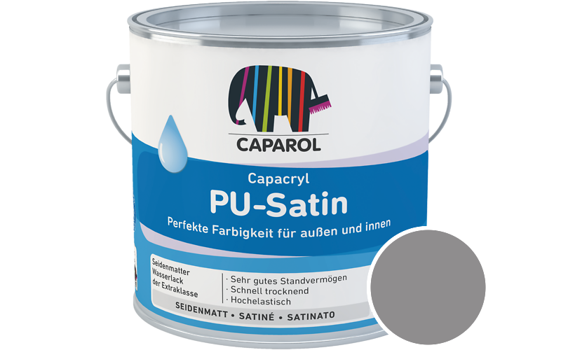Caparol Capacryl PU-Satin 2,5L Acryl-Lack / Getnt im Farbton Granit 30