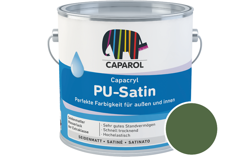 Caparol Capacryl PU-Satin 350ml Acryl-Lack / Getnt im Farbton Grn Asi/syf