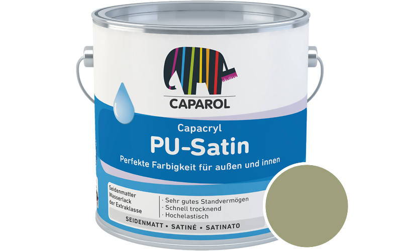 Caparol Capacryl PU-Satin 2,5L Acryl-Lack / Getnt im Farbton Jade 100