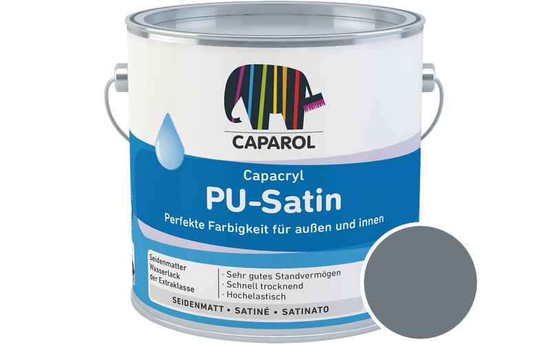 Caparol Capacryl PU-Satin 2,5L Acryl-Lack / Getnt im Farbton Lago 15