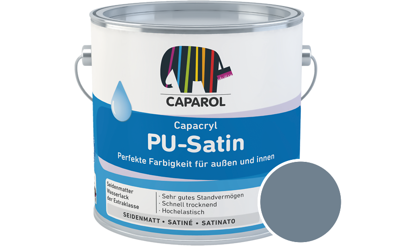 Caparol Capacryl PU-Satin 2,5L Acryl-Lack / Getnt im Farbton Lago 45