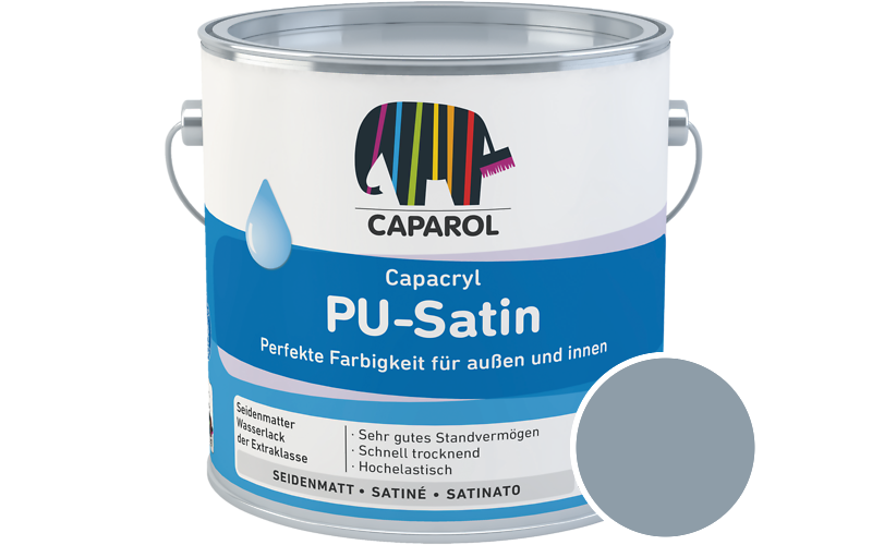 Caparol Capacryl PU-Satin 2,5L Acryl-Lack / Getnt im Farbton Lago 50
