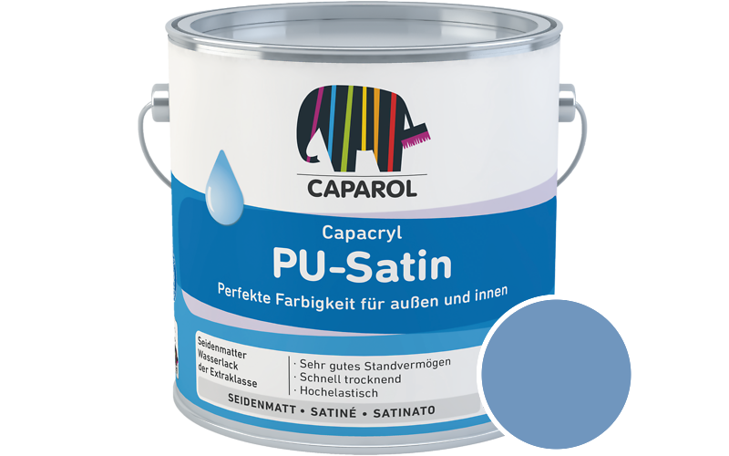 Caparol Capacryl PU-Satin 2,5L Acryl-Lack / Getnt im Farbton Lazur 205