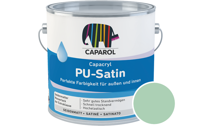 Caparol Capacryl PU-Satin 2,5L Acryl-Lack / Getnt im Farbton Malachit 115