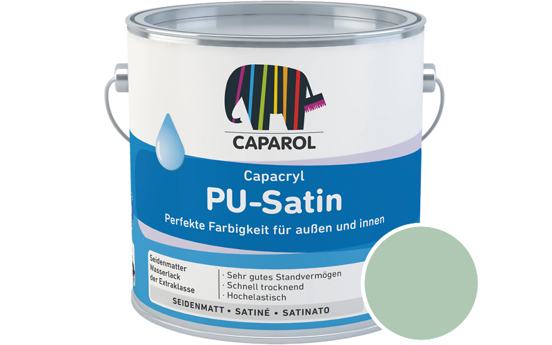 Caparol Capacryl PU-Satin 2,5L Acryl-Lack / Getnt im Farbton Malachit 85