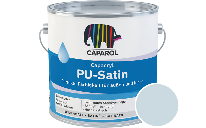 Caparol Capacryl PU-Satin 2,5L Acryl-Lack / Getnt im Farbton Niagara 16
