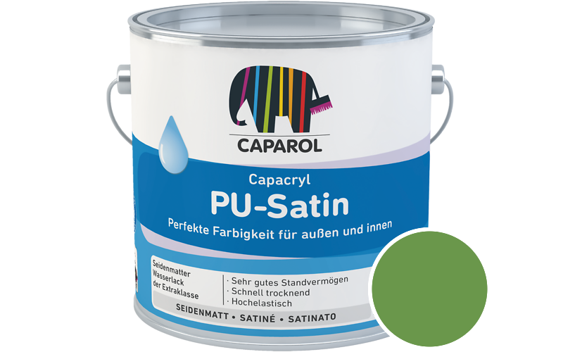 Caparol Capacryl PU-Satin 2,5L Acryl-Lack / Getnt im Farbton Oase 130