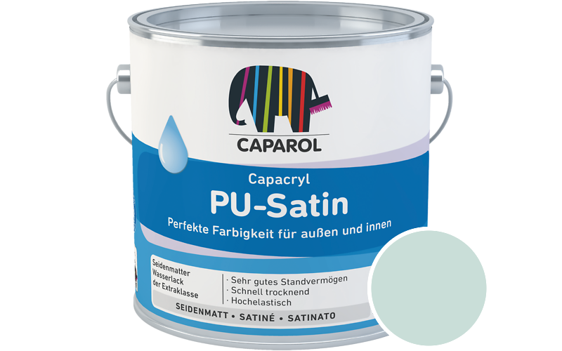 Caparol Capacryl PU-Satin 2,5L Acryl-Lack / Getnt im Farbton Odenwald 16