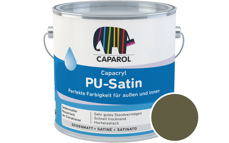 Caparol Capacryl PU-Satin 350ml Acryl-Lack / Getnt im Farbton Oliv 15